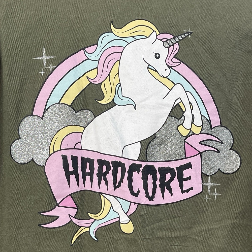Hot Topic Hardcore Unicorn Womens Military Jacket  Size L Cute Goth Mall Goth‎ - Picture 8 of 13